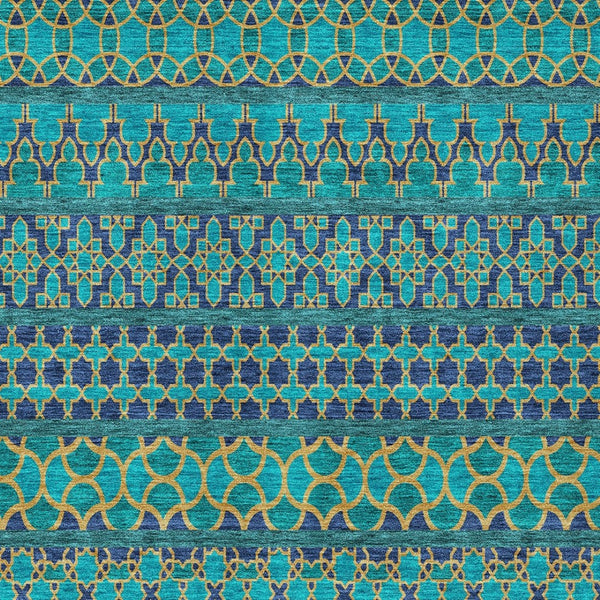 Homeroots 3' Artichoke Green Quatrefoil Washable Area Rug – Elegant Indoor Outdoor Design For Any Space 8' X 10' Polyester 583255