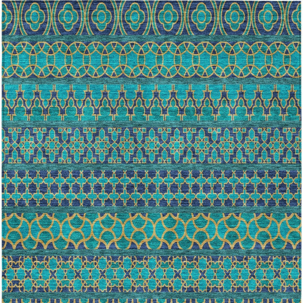 Homeroots 3' Artichoke Green Quatrefoil Washable Area Rug – Elegant Indoor Outdoor Design For Any Space 9' X 12' Polyester 583256