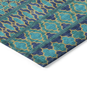 Homeroots 3' Artichoke Green Quatrefoil Washable Area Rug – Elegant Indoor Outdoor Design For Any Space 9' X 12' Polyester 583256