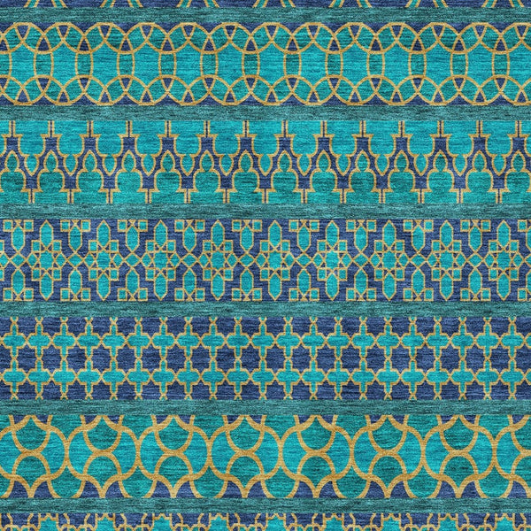 Homeroots 3' Artichoke Green Quatrefoil Washable Area Rug – Elegant Indoor Outdoor Design For Any Space 9' X 12' Polyester 583256