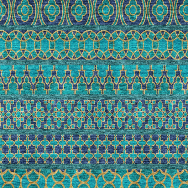 Homeroots 3' Artichoke Green Quatrefoil Washable Area Rug – Elegant Indoor Outdoor Design For Any Space 10' X 14' Polyester 583257