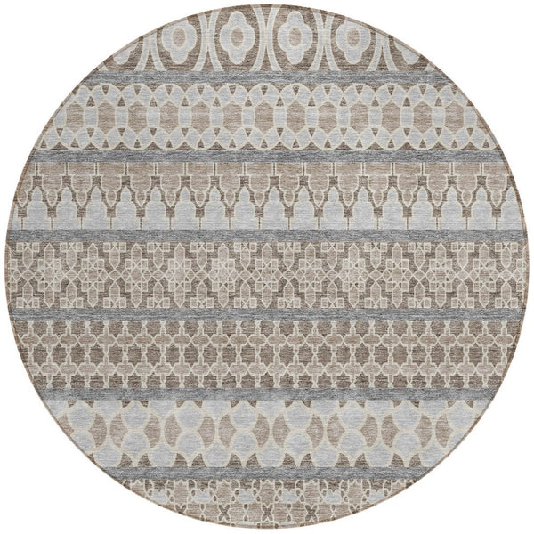 Homeroots 3' Artichoke Green Quatrefoil Washable Area Rug – Elegant Indoor Outdoor Design For Any Space 8' Round Polyester 583260