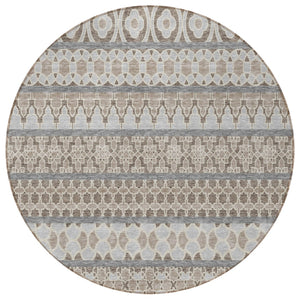 Homeroots 3' Artichoke Green Quatrefoil Washable Area Rug – Elegant Indoor Outdoor Design For Any Space 8' Round Polyester 583260