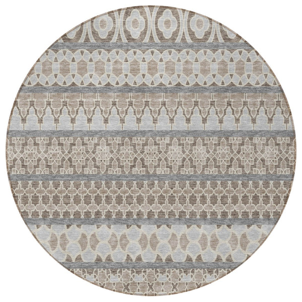 Homeroots 3' Artichoke Green Quatrefoil Washable Area Rug – Elegant Indoor Outdoor Design For Any Space 8' Round Polyester 583260