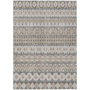HomeRoots 9' Durable Washable Quatrefoil Area Rug in Taupe, Beige, and Gray – Perfect for Indoor and Outdoor Use 9' X 12' 583262