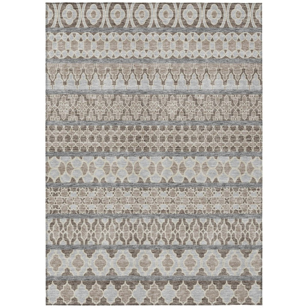 HomeRoots 9' Durable Washable Quatrefoil Area Rug in Taupe, Beige, and Gray – Perfect for Indoor and Outdoor Use 9' X 12' 583262