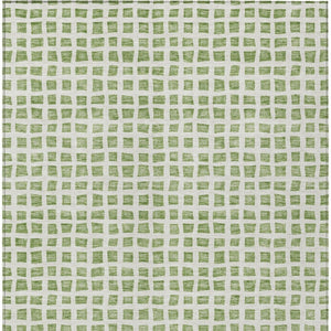 Homeroots 3' Artichoke Green And Ivory Geometric Washable Area Rug For Indoor And Outdoor Spaces, Durable Design 3' X 5' Polyester 583264