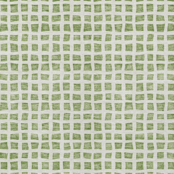Homeroots 3' Artichoke Green And Ivory Geometric Washable Area Rug For Indoor And Outdoor Spaces, Durable Design 5' X 8' Polyester 583265