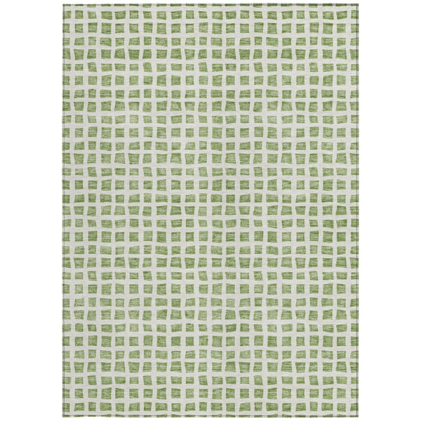 Homeroots 3' Artichoke Green And Ivory Geometric Washable Area Rug For Indoor And Outdoor Spaces, Durable Design 8' X 10' Polyester 583267