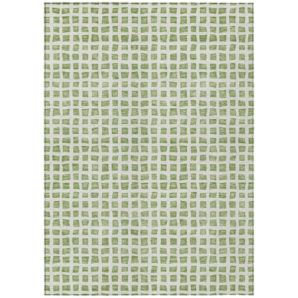 HomeRoots 5' Artichoke Green and Ivory Geometric Area Rug - Stylish, Washable Indoor-Outdoor Accent for Any Space 8' X 10' 583267