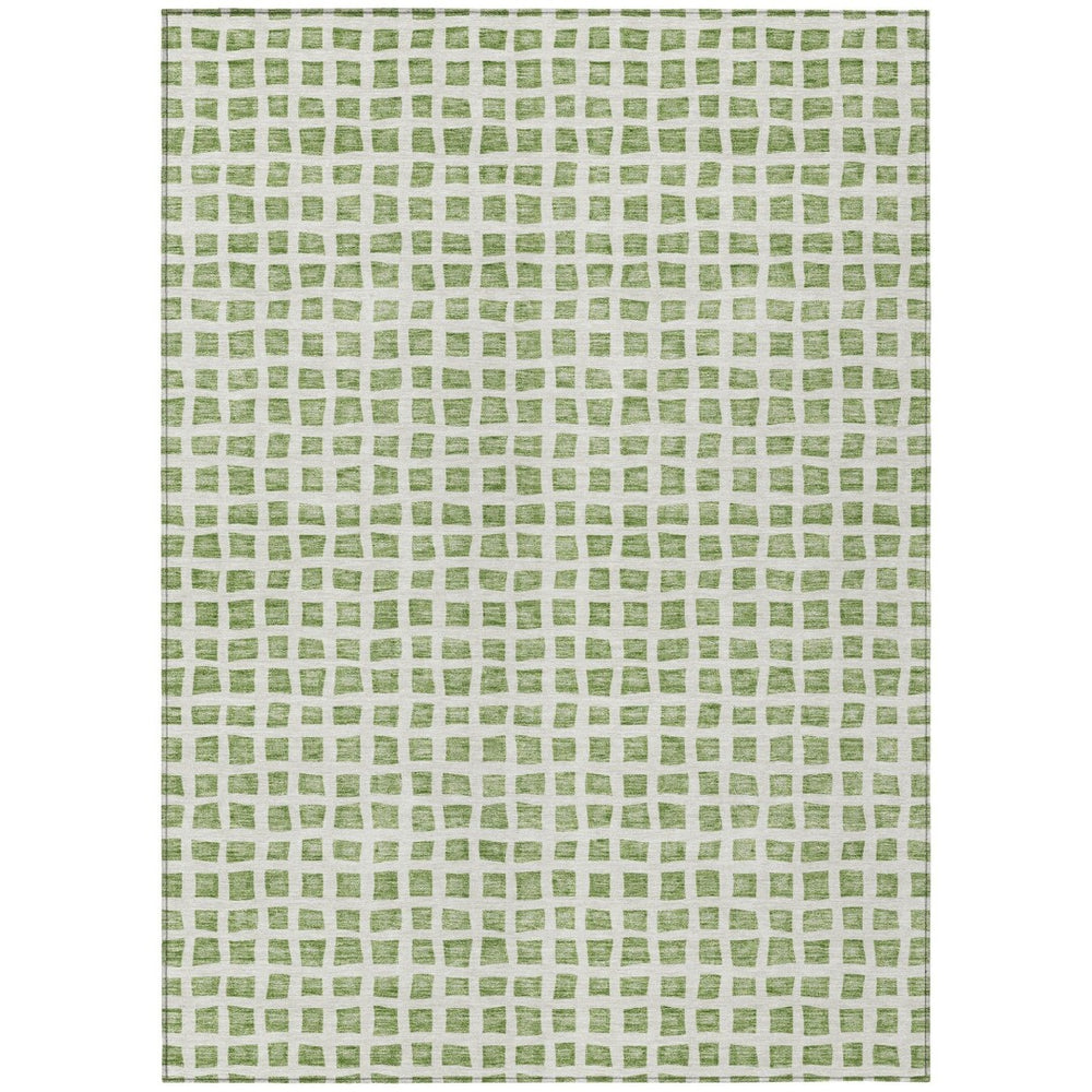 HomeRoots 9' Artichoke Green and Ivory Geometric Area Rug – Durable, Washable Indoor Outdoor Style for Any Space 9' X 12' 583268