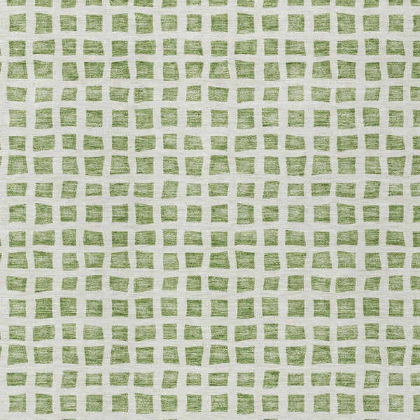 Homeroots 3' Artichoke Green And Ivory Geometric Washable Area Rug For Indoor And Outdoor Spaces, Durable Design 9' X 12' Polyester 583268