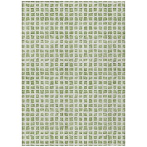 HomeRoots 5' Artichoke Green and Ivory Geometric Area Rug - Stylish, Washable Indoor-Outdoor Accent for Any Space 10' X 14' 583269