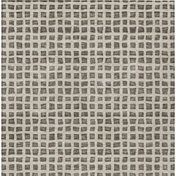 Homeroots 3' Artichoke Green And Ivory Geometric Washable Area Rug For Indoor And Outdoor Spaces, Durable Design 3' X 5' Polyester 583270