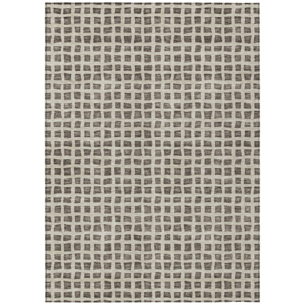 HomeRoots 9' Geometric Brown Taupe and Ivory Area Rug – Durable, Washable, Stylish for Indoor and Outdoor Use 9' X 12' 583274