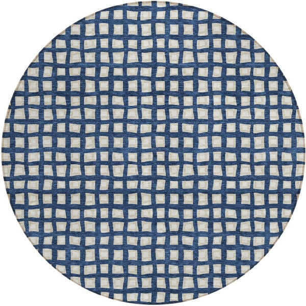 Homeroots 3' Artichoke Green And Ivory Geometric Washable Area Rug For Indoor And Outdoor Spaces, Durable Design 8' Round Polyester 583278