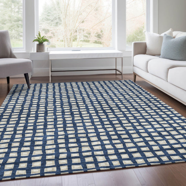 Homeroots 3' Artichoke Green And Ivory Geometric Washable Area Rug For Indoor And Outdoor Spaces, Durable Design 10' X 14' Polyester 583281