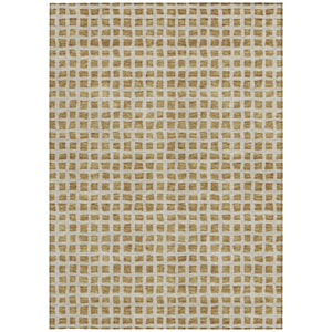 Homeroots 3' Artichoke Green And Ivory Geometric Washable Area Rug For Indoor And Outdoor Spaces, Durable Design 3' X 5' Polyester 583282