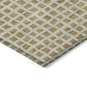 Homeroots 3' Artichoke Green And Ivory Geometric Washable Area Rug For Indoor And Outdoor Spaces, Durable Design 3' X 5' Polyester 583282
