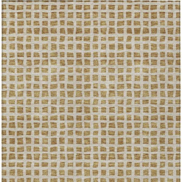 Homeroots 3' Artichoke Green And Ivory Geometric Washable Area Rug For Indoor And Outdoor Spaces, Durable Design 5' X 8' Polyester 583283