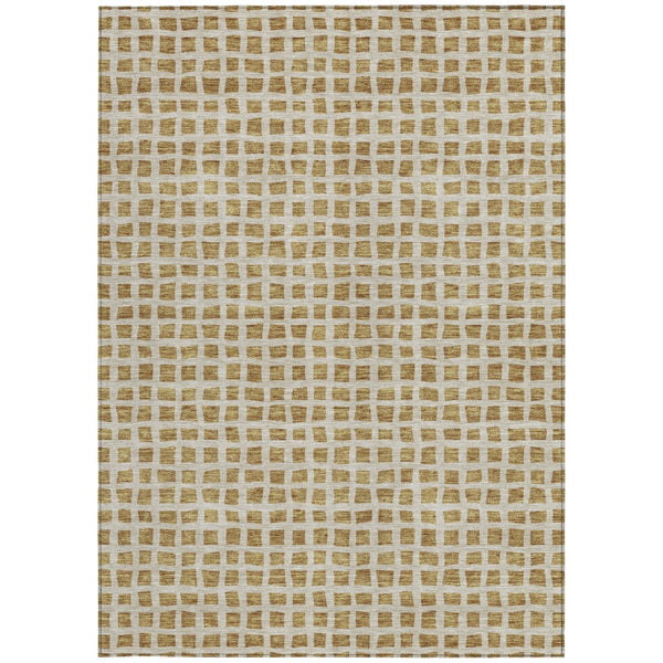 Homeroots 3' Artichoke Green And Ivory Geometric Washable Area Rug For Indoor And Outdoor Spaces, Durable Design 8' X 10' Polyester 583285