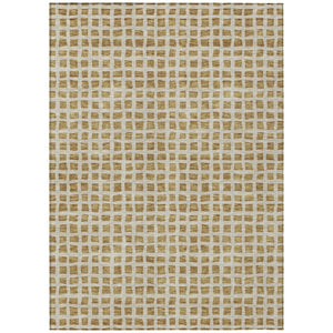 HomeRoots 5' Gold and Beige Geometric Area Rug - Stylish, Durable, Washable for Indoor and Outdoor Spaces 10' X 14' 583287