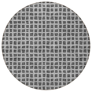 Homeroots 3' Artichoke Green And Ivory Geometric Washable Area Rug For Indoor And Outdoor Spaces, Durable Design 8' Round Polyester 583290