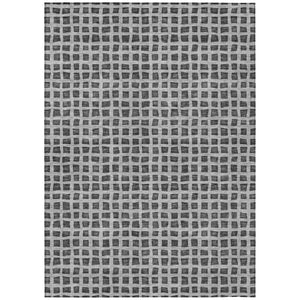 HomeRoots 9' Graphite Gray and Silver Geometric Washable Area Rug for Indoor and Outdoor Durability and Style 9' X 12' 583292
