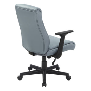 OSP Home Furnishings Mid Back Faux Leather Office Chair with Lumbar Support Adjustable Arms and Swivel Base FL91201-U42