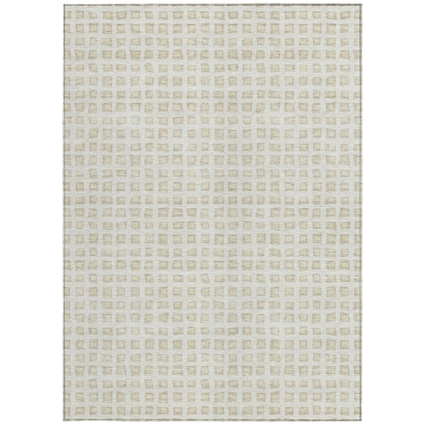 Homeroots 3' Artichoke Green And Ivory Geometric Washable Area Rug For Indoor And Outdoor Spaces, Durable Design 3' X 5' Polyester 583300