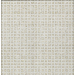 Homeroots 3' Artichoke Green And Ivory Geometric Washable Area Rug For Indoor And Outdoor Spaces, Durable Design 5' X 8' Polyester 583301