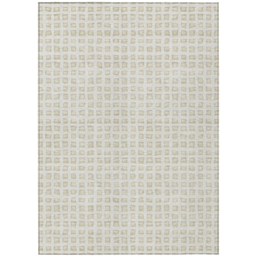 HomeRoots 5' Stylish Ivory and Beige Geometric Area Rug - Washable, Durable for Indoor and Outdoor Spaces 5' X 8' 583301