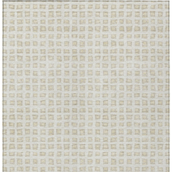 Homeroots 3' Artichoke Green And Ivory Geometric Washable Area Rug For Indoor And Outdoor Spaces, Durable Design 8' X 10' Polyester 583303