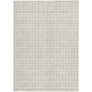 Homeroots 3' Artichoke Green And Ivory Geometric Washable Area Rug For Indoor And Outdoor Spaces, Durable Design 9' X 12' Polyester 583304