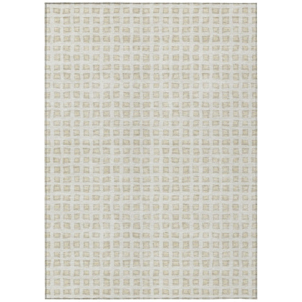 HomeRoots 9' Stylish Ivory and Beige Geometric Area Rug for Indoor and Outdoor Use, Durable and Easy Care 9' X 12' 583304