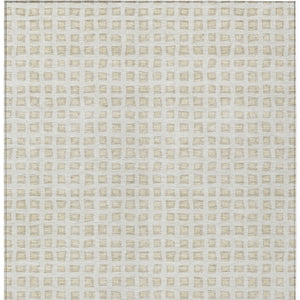 Homeroots 3' Artichoke Green And Ivory Geometric Washable Area Rug For Indoor And Outdoor Spaces, Durable Design 9' X 12' Polyester 583304
