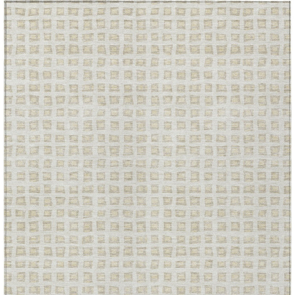Homeroots 3' Artichoke Green And Ivory Geometric Washable Area Rug For Indoor And Outdoor Spaces, Durable Design 9' X 12' Polyester 583304
