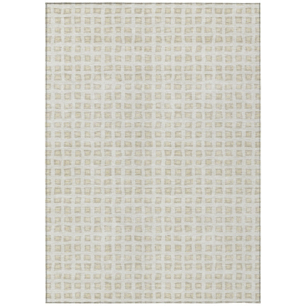 Homeroots 3' Artichoke Green And Ivory Geometric Washable Area Rug For Indoor And Outdoor Spaces, Durable Design 10' X 14' Polyester 583305