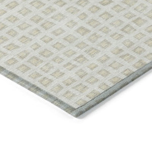 Homeroots 3' Artichoke Green And Ivory Geometric Washable Area Rug For Indoor And Outdoor Spaces, Durable Design 10' X 14' Polyester 583305