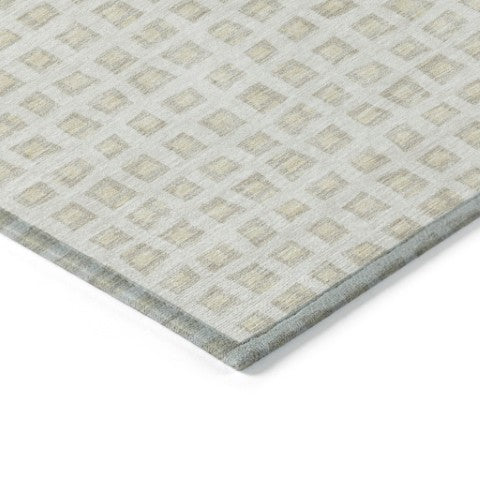 Homeroots 3' Artichoke Green And Ivory Geometric Washable Area Rug For Indoor And Outdoor Spaces, Durable Design 10' X 14' Polyester 583305