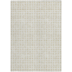 Homeroots 3' Artichoke Green And Ivory Geometric Washable Area Rug For Indoor And Outdoor Spaces, Durable Design 10' X 14' Polyester 583305