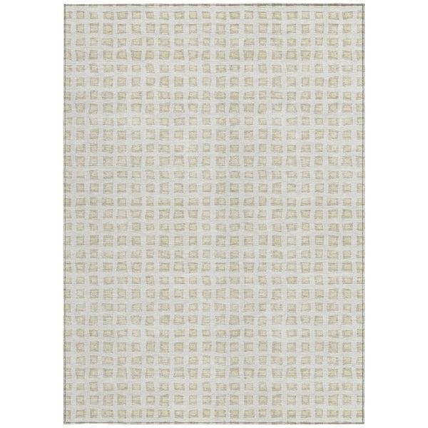 Homeroots 3' Artichoke Green And Ivory Geometric Washable Area Rug For Indoor And Outdoor Spaces, Durable Design 10' X 14' Polyester 583305