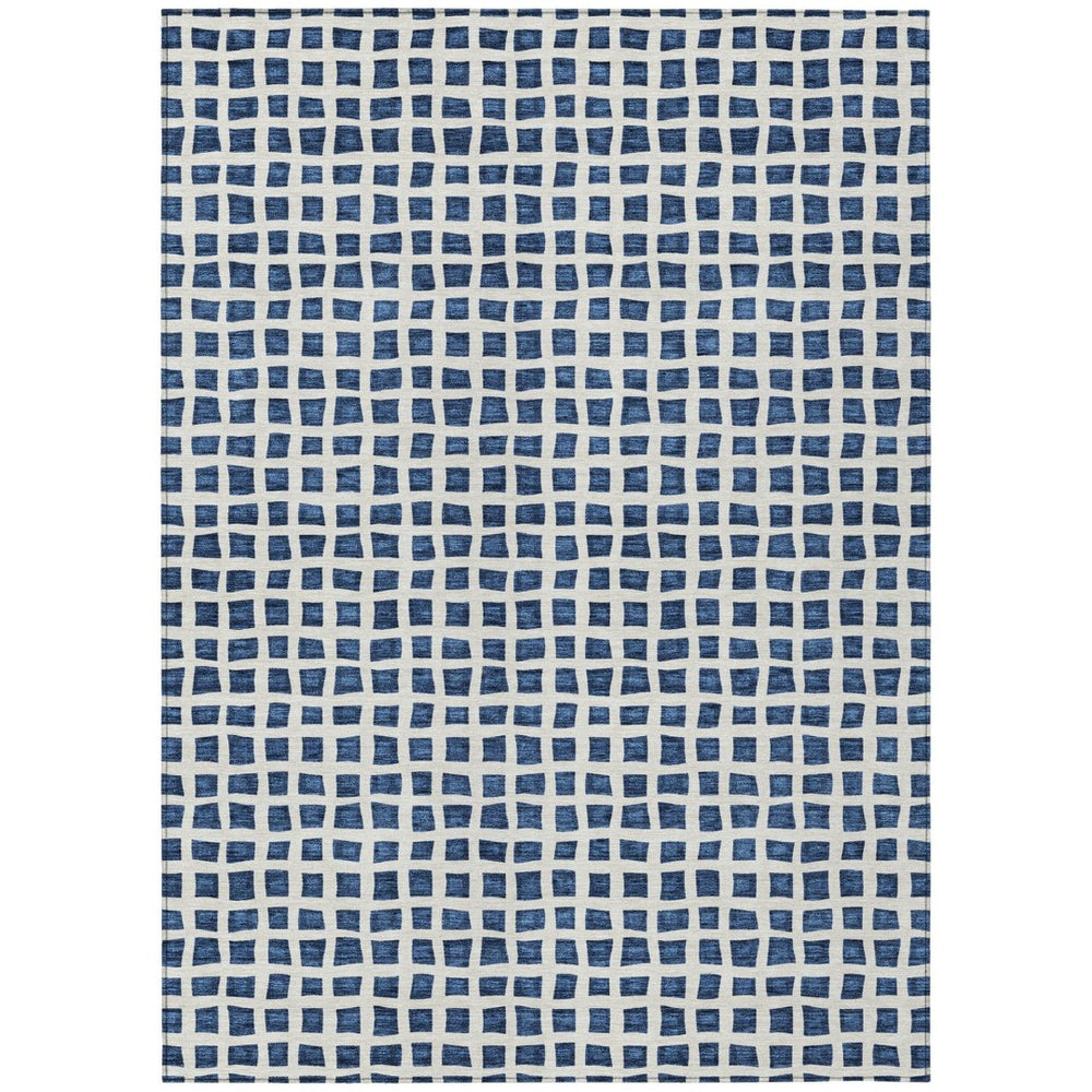 HomeRoots 9' Navy Blue and Ivory Geometric Area Rug - Stylish, Washable Design for Indoor and Outdoor Spaces 9' X 12' 583310