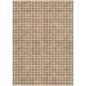 Homeroots 3' Artichoke Green And Ivory Geometric Washable Area Rug For Indoor And Outdoor Spaces, Durable Design 5' X 8' Polyester 583313