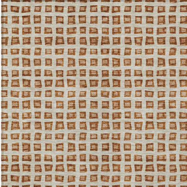 Homeroots 3' Artichoke Green And Ivory Geometric Washable Area Rug For Indoor And Outdoor Spaces, Durable Design 5' X 8' Polyester 583313