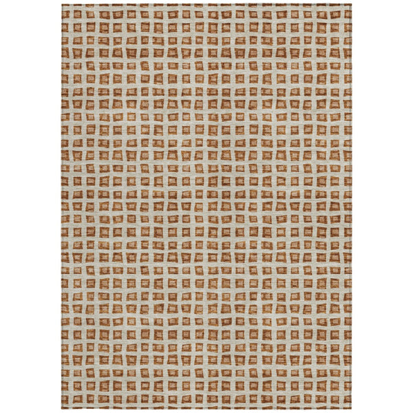 Homeroots 3' Artichoke Green And Ivory Geometric Washable Area Rug For Indoor And Outdoor Spaces, Durable Design 8' X 10' Polyester 583315