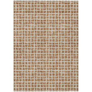 HomeRoots 5' Indoor Outdoor Area Rug - Vibrant Orange Beige Copper Geometric Design for High-Traffic Spaces 10' X 14' 583317