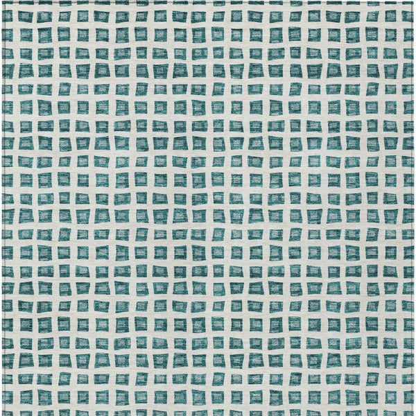 Homeroots 3' Artichoke Green And Ivory Geometric Washable Area Rug For Indoor And Outdoor Spaces, Durable Design 3' X 5' Polyester 583318