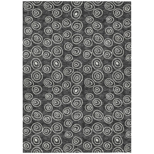 Homeroots 3' Stylish Black Gray And Ivory Geometric Washable Indoor Outdoor Area Rug For Any Space 3' X 5' Polyester 583324