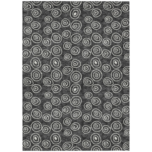 Homeroots 3' Stylish Black Gray And Ivory Geometric Washable Indoor Outdoor Area Rug For Any Space 3' X 5' Polyester 583324